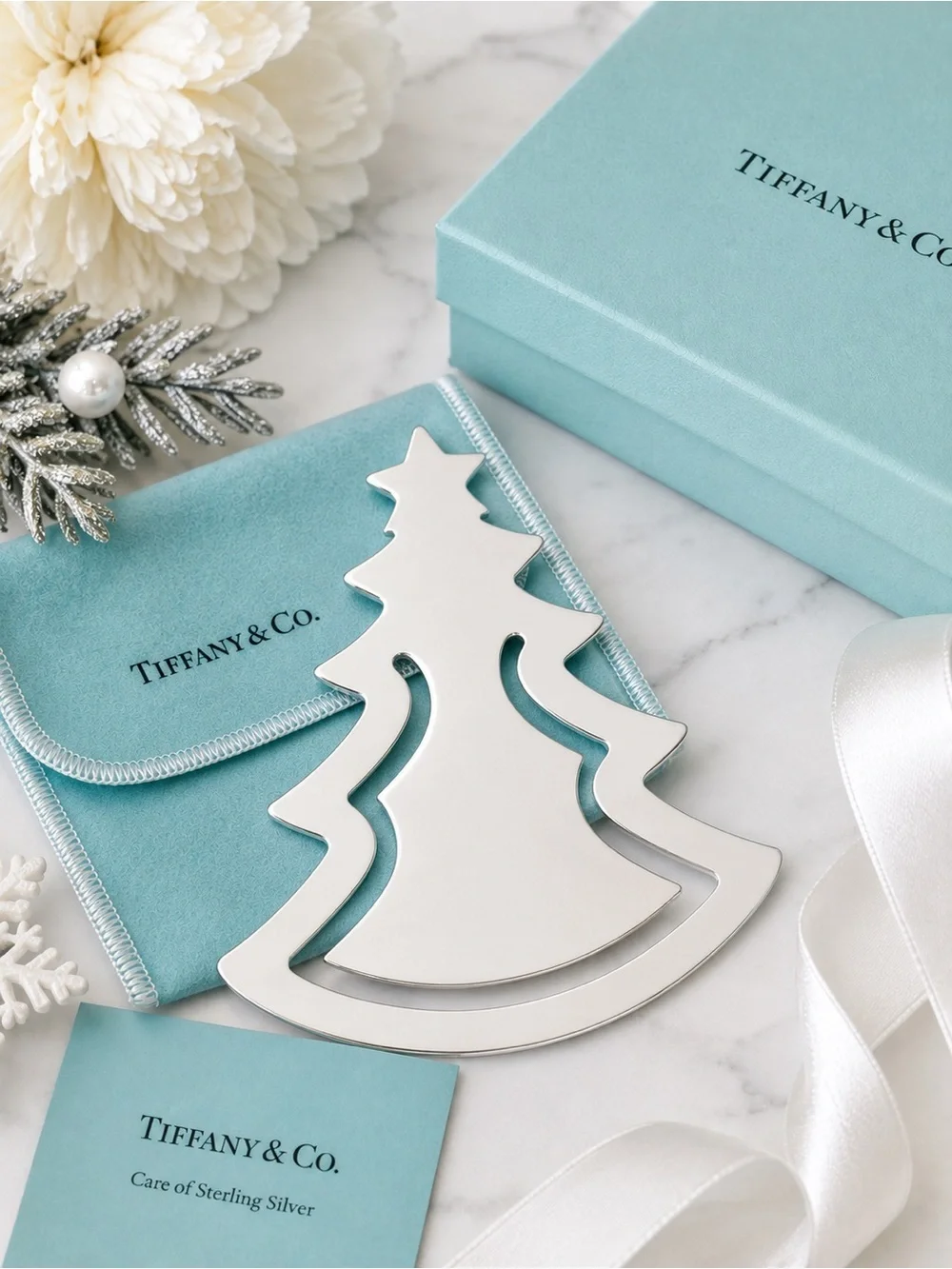 Rare 1999 Tiffany & Co. Sterling Silver Christmas Tree Bookmark 2”